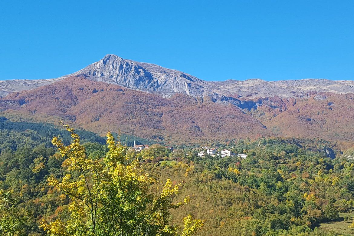 village perched in the hills in mavrovo national park